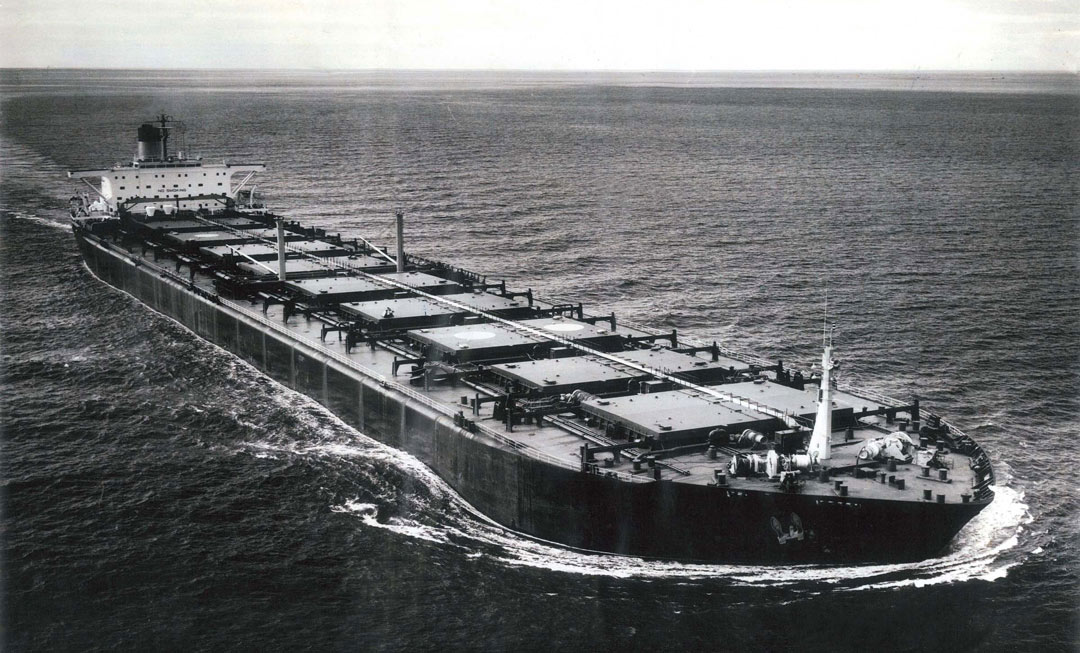 British merchant taker MV Derbyshire at sea