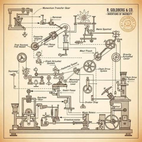 Rube Goldberg machine drawing