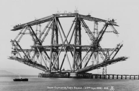 The construction of the Fifth of Forth bridge north of Edinburgh