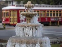 A frozen fountain from the deep freeze now affecting 42 states