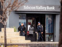 Entrance to a Silicon Valley Bank branch on Friday, March 10, 2023