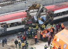 Rescue workers respond to Madrid train bombings on March 11, 2004